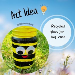 homemade spring vase - recycled glass jar bug-themed vase